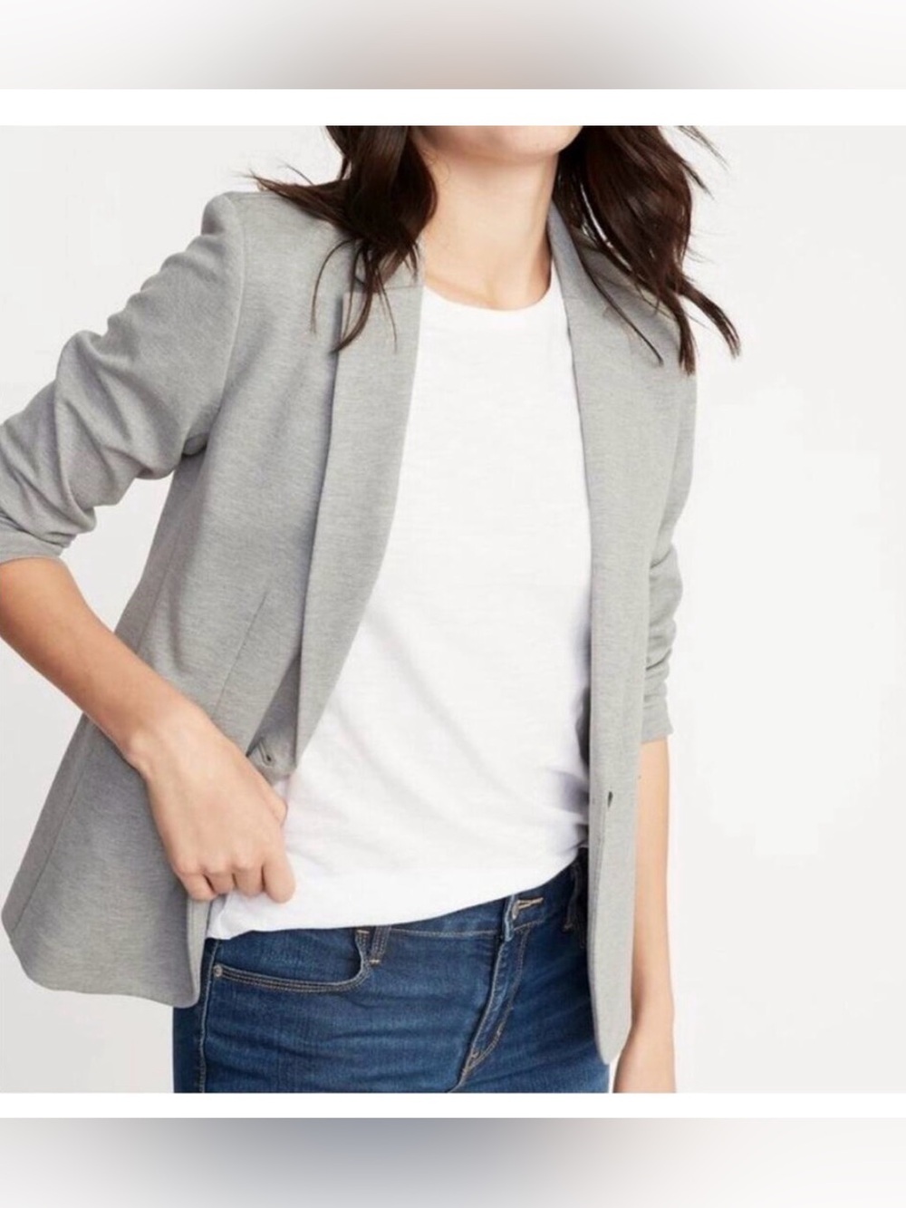 Old Navy Light Gray Single-Button stretch Blazer
